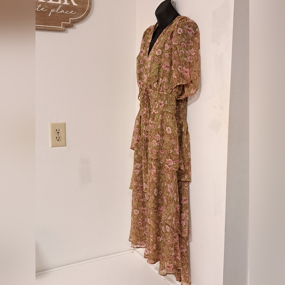 Jessica Simpson Yellow Gold Asymmetrical Ruffled Sundress Open Back Misses XL - Picture 8 of 14